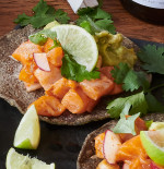 Salmon Crudo & Avocado Cream Tostadas