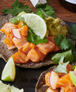 Salmon Crudo & Avocado Cream Tostadas