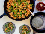 ADOBO PRAWNS WITH BLUE CORN TORTILLAS