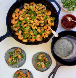 ADOBO PRAWNS WITH BLUE CORN TORTILLAS