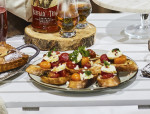 Roasted Cherry Tomato Bruschetta with Honey & Pepper Goats Cheese 