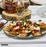 Roasted Cherry Tomato Bruschetta with Honey & Pepper Goats Cheese 