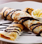 Pancakes With Boozy Choc Sauce