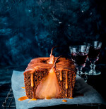 Ginger loaf with port-poached pears